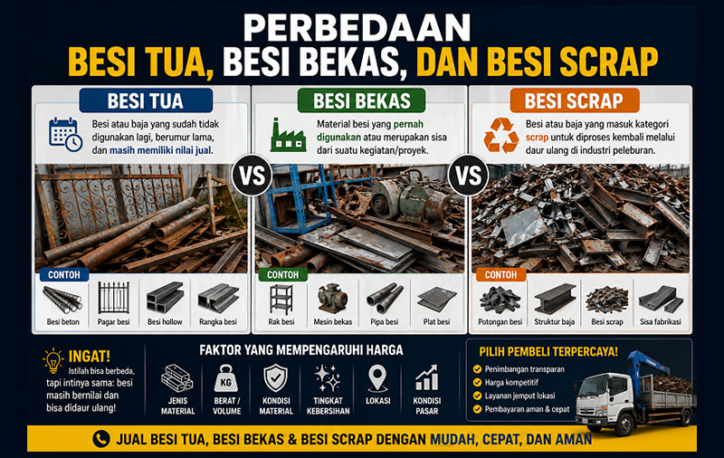 Read more about the article Perbedaan Besi Tua, Besi Bekas, dan Besi Scrap yang Perlu Anda Ketahui